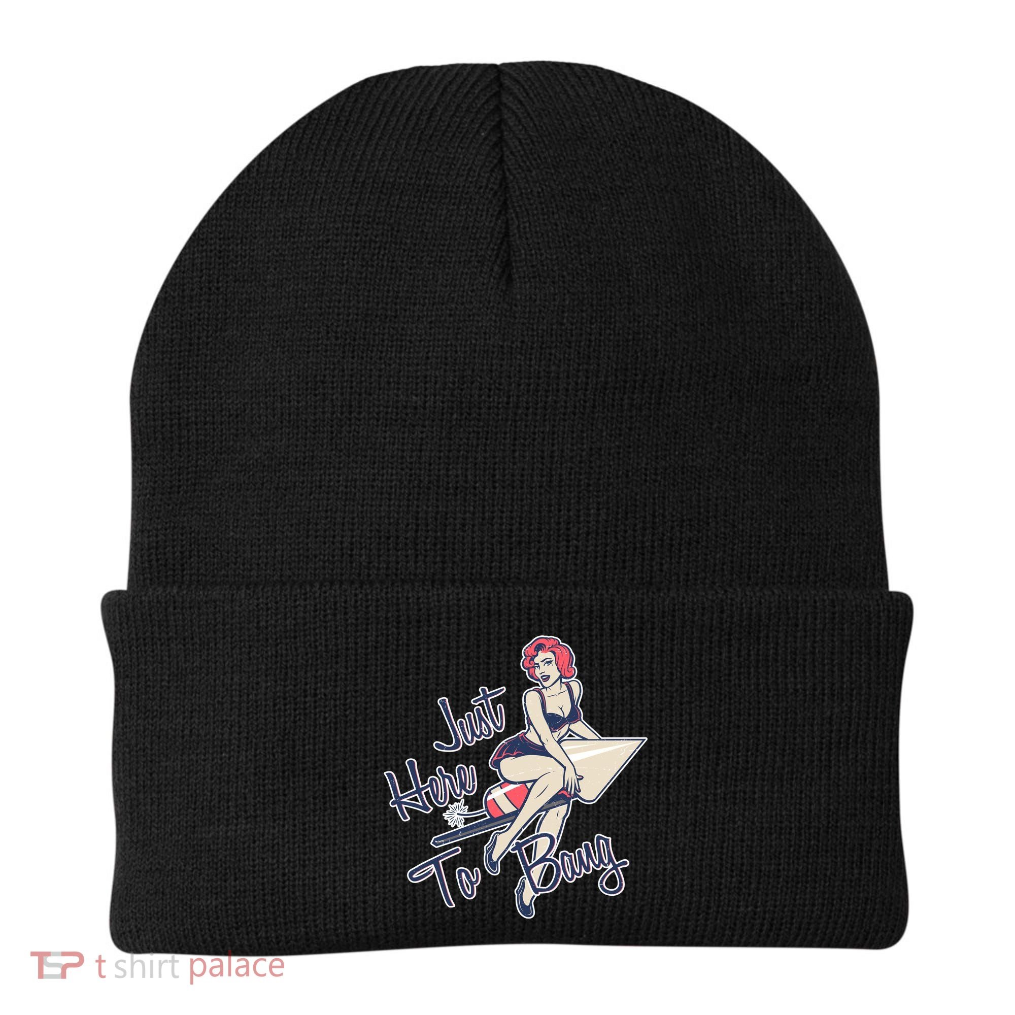 Retro Pin Up Just Here To Bang Beanie