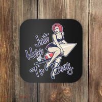 Retro Pin Up Just Here To Bang Coaster thumb 0