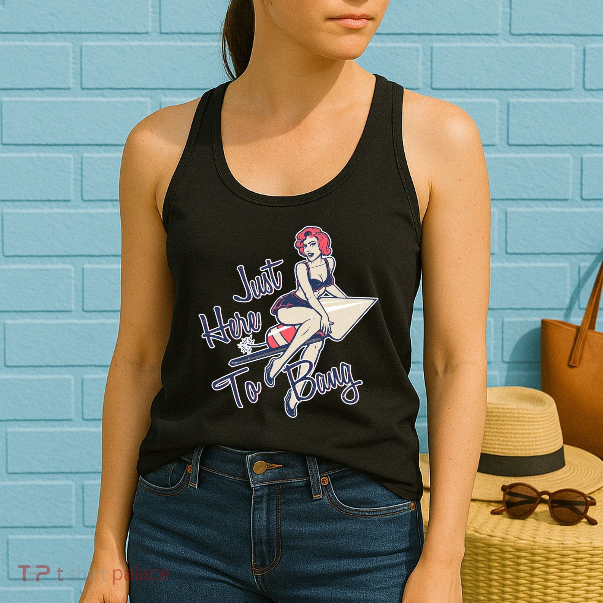 Retro Pin Up Just Here To Bang Women's Tank Top