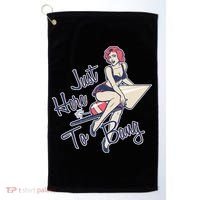 Retro Pin Up Just Here To Bang Golf Towel thumb 0