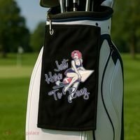 Retro Pin Up Just Here To Bang Golf Towel thumb 2