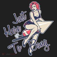Retro Pin Up Just Here To Bang Golf Towel thumb 3