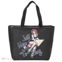 Retro Pin Up Just Here To Bang Tote Bag thumb 0