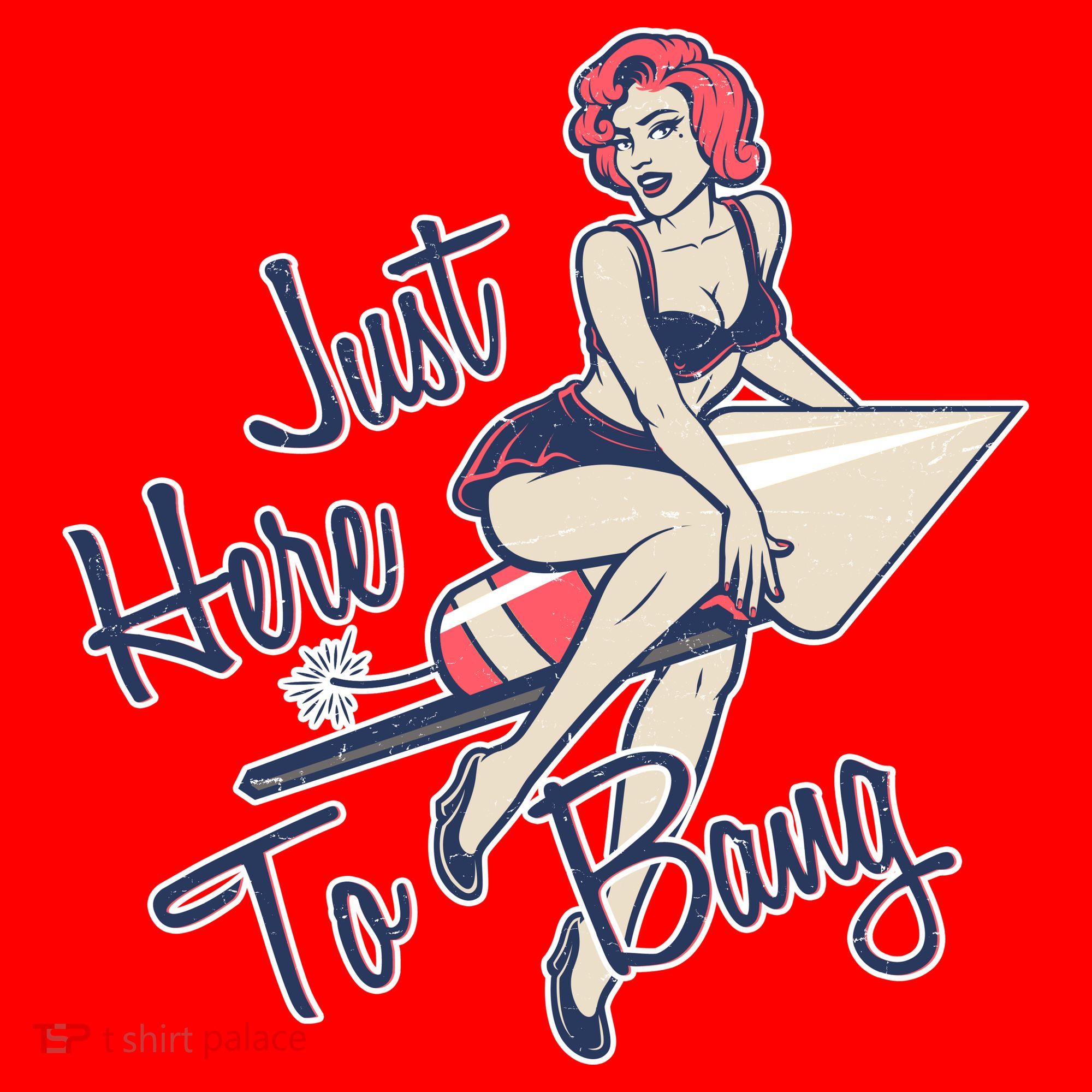 Retro Pin Up Just Here To Bang Santa Hat