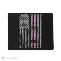 Retro Pink Thin Line Breast Cancer Awareness USA Flag Mousepad thumb 0