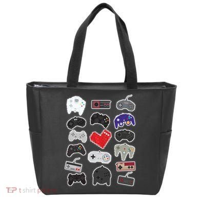 Retro Pixel Remote Love Tote Bag