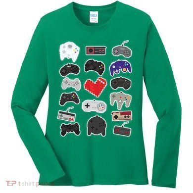 Retro Pixel Remote Love Women's Long Sleeve Shirt