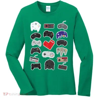Retro Pixel Remote Love Women's Long Sleeve Shirt