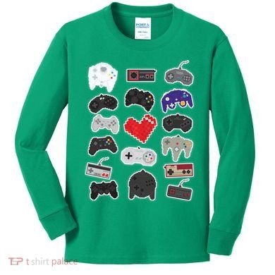 Retro Pixel Remote Love Kids Long Sleeve Shirt