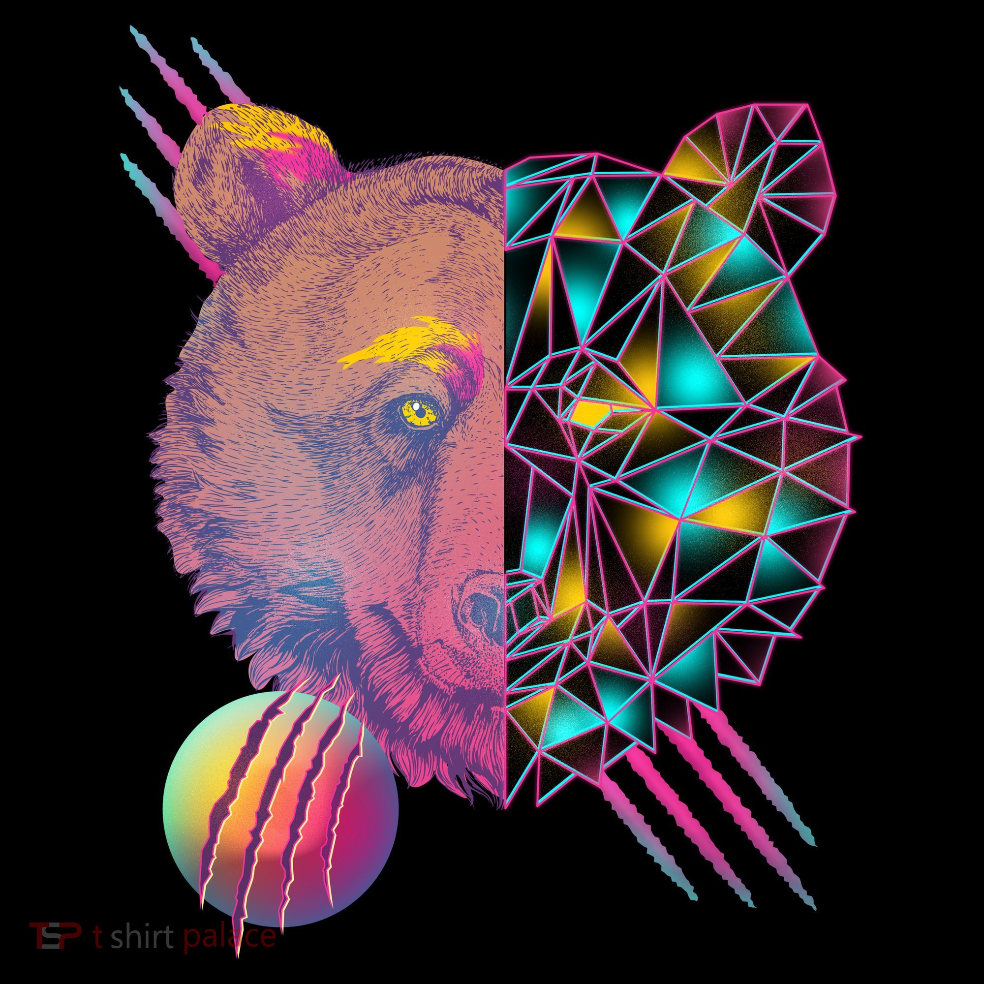 Retro Polygon Bear Vintage 80's T-Shirt