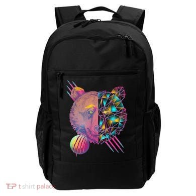 Retro Polygon Bear Vintage 80's Backpack