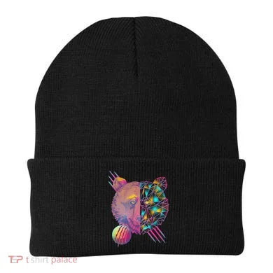 Retro Polygon Bear Vintage 80's Beanie