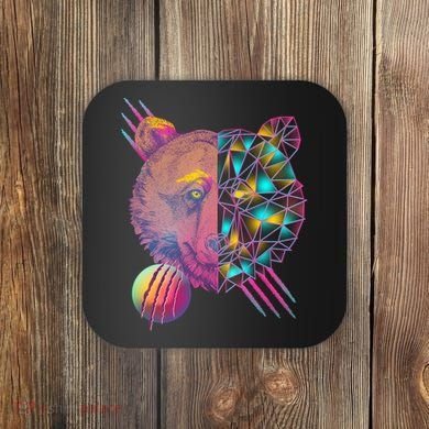 Retro Polygon Bear Vintage 80's Coaster