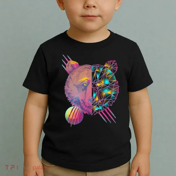Retro Polygon Bear Vintage 80's Toddler T-Shirt
