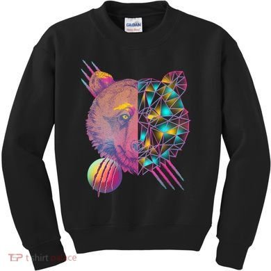 Retro Polygon Bear Vintage 80's Kids Sweatshirt