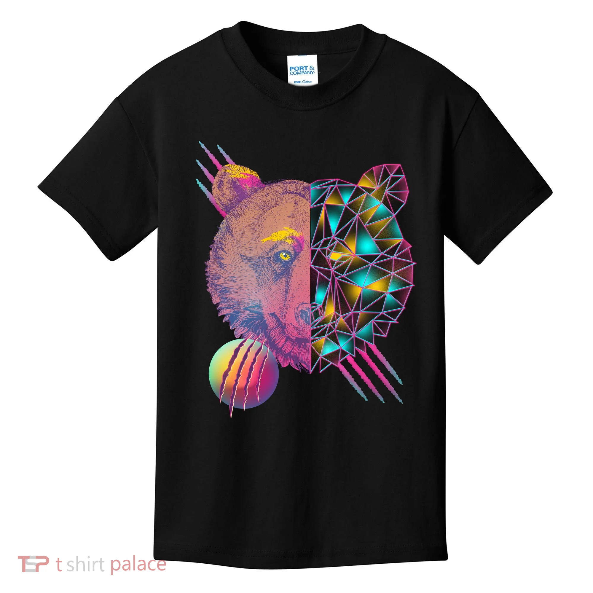 Retro Polygon Bear Vintage 80's Kids T-Shirt