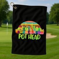 Retro Pot Head Plant Lover Golf Towel thumb 1