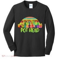 Retro Pot Head Plant Lover Kids Long Sleeve Shirt thumb 0