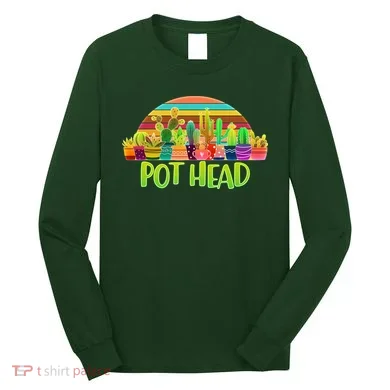 Retro Pot Head Plant Lover Long Sleeve Shirt