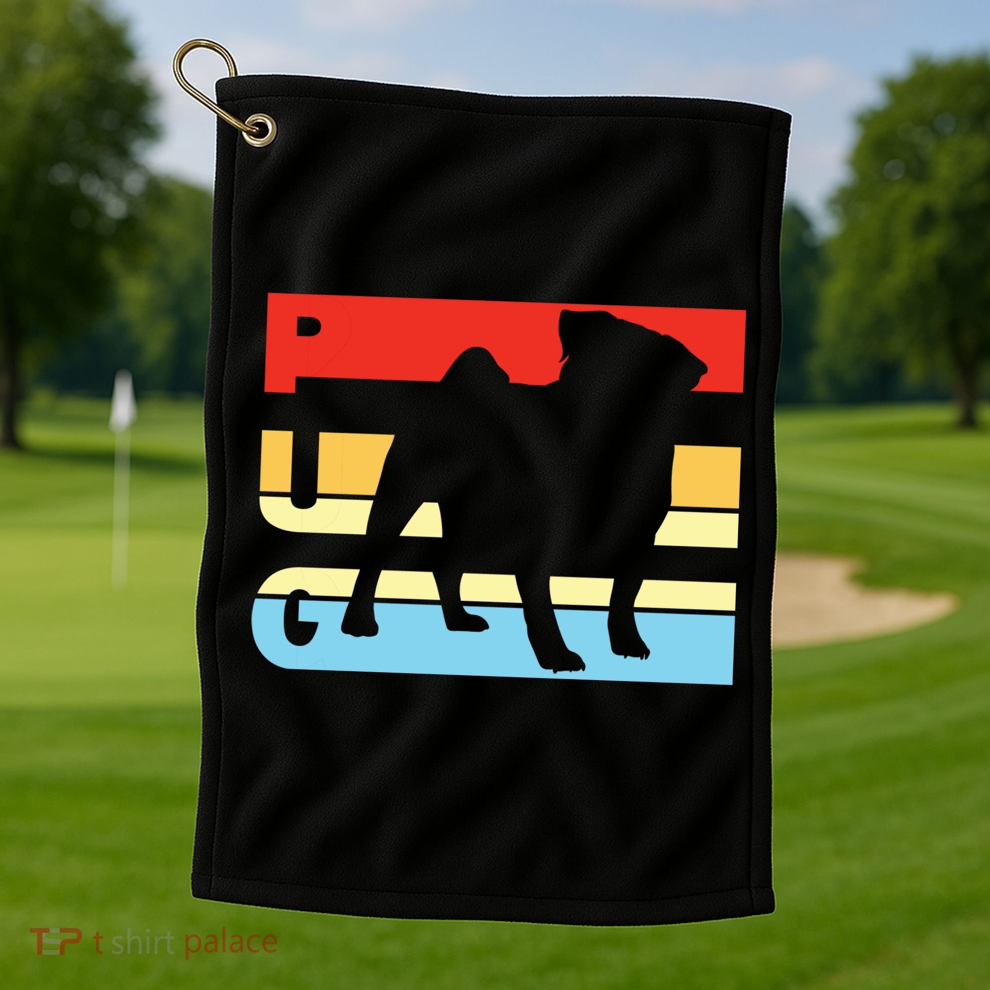 Retro Pug Logo Golf Towel