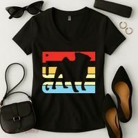 Retro Pug Logo Women's V-Neck T-Shirt thumb 2