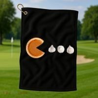 Retro Pumpkin Pie Thanksgiving Game Golf Towel thumb 1
