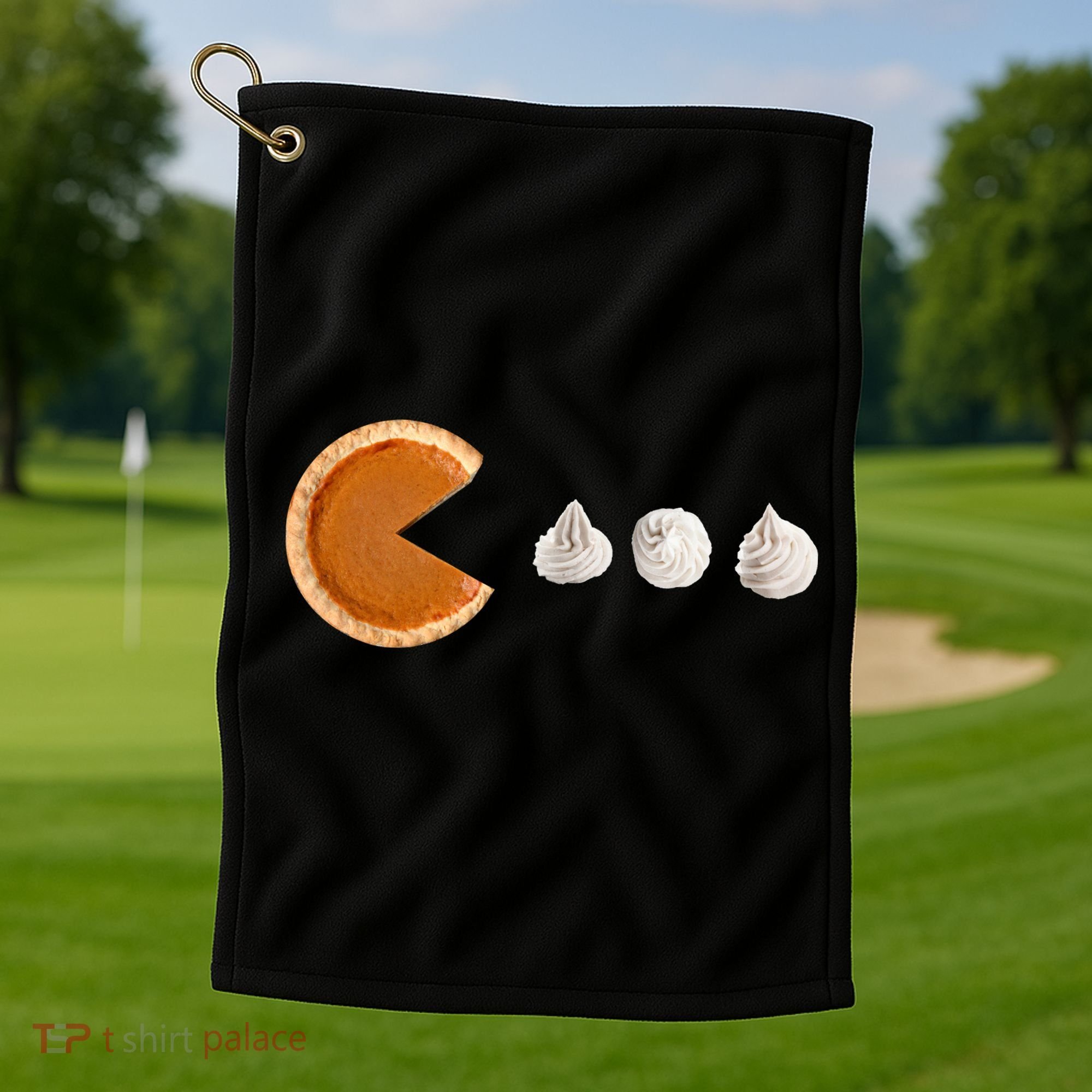Retro Pumpkin Pie Thanksgiving Game Golf Towel
