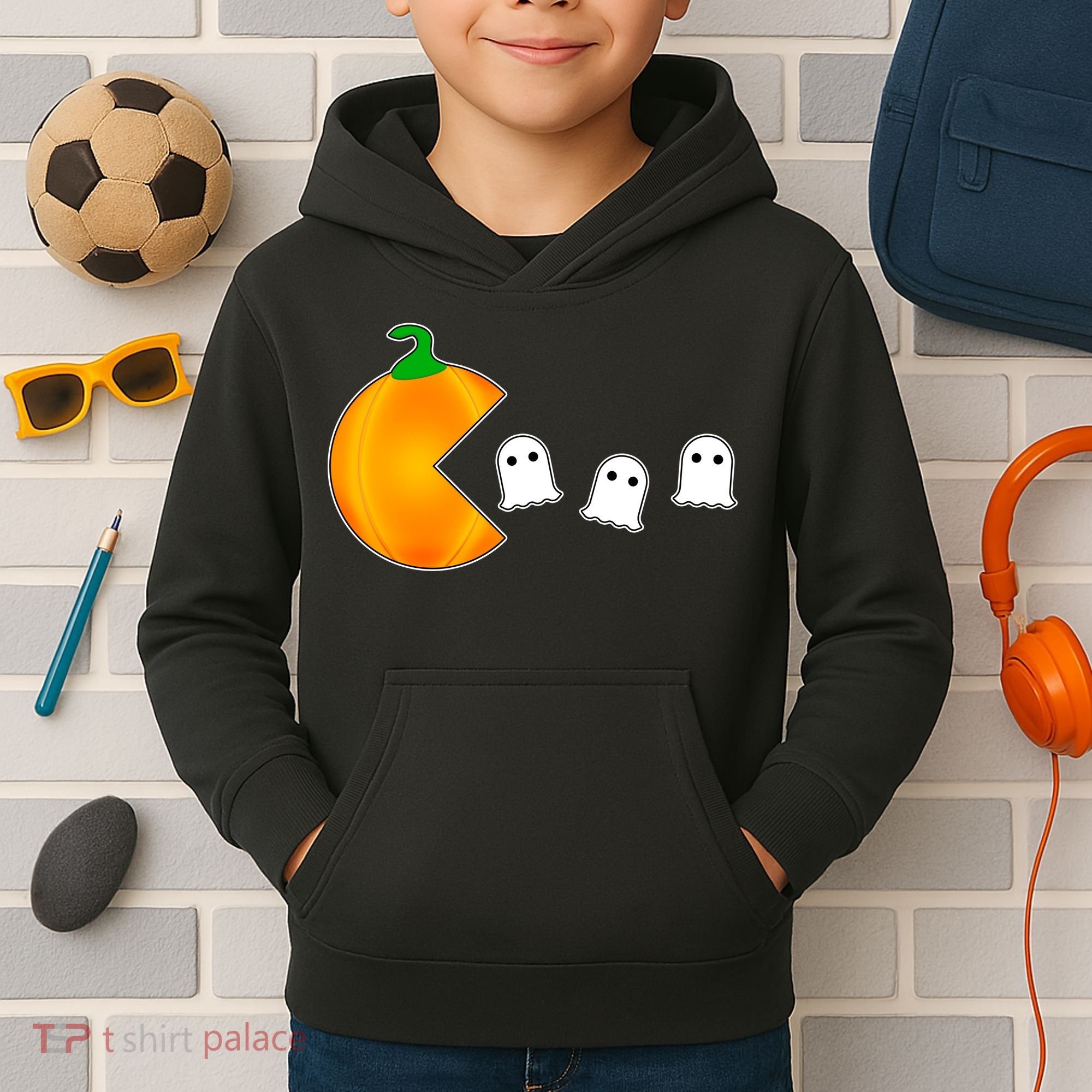 Retro Pumpkin Video Game Funny Halloween Kids Hoodie