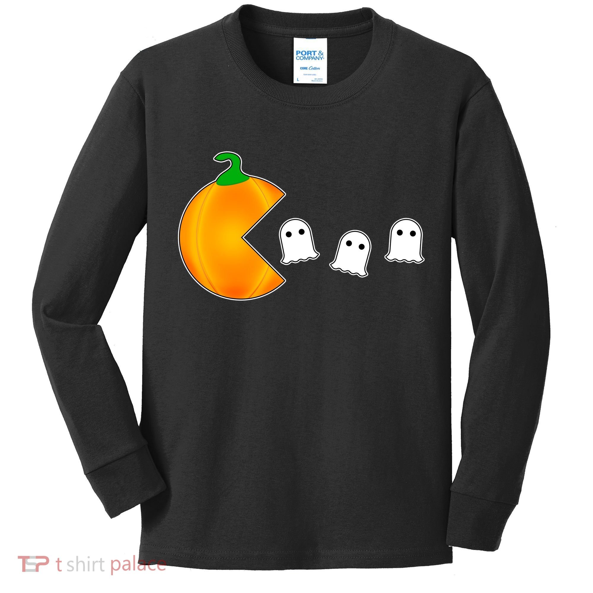 Retro Pumpkin Video Game Funny Halloween Kids Long Sleeve Shirt