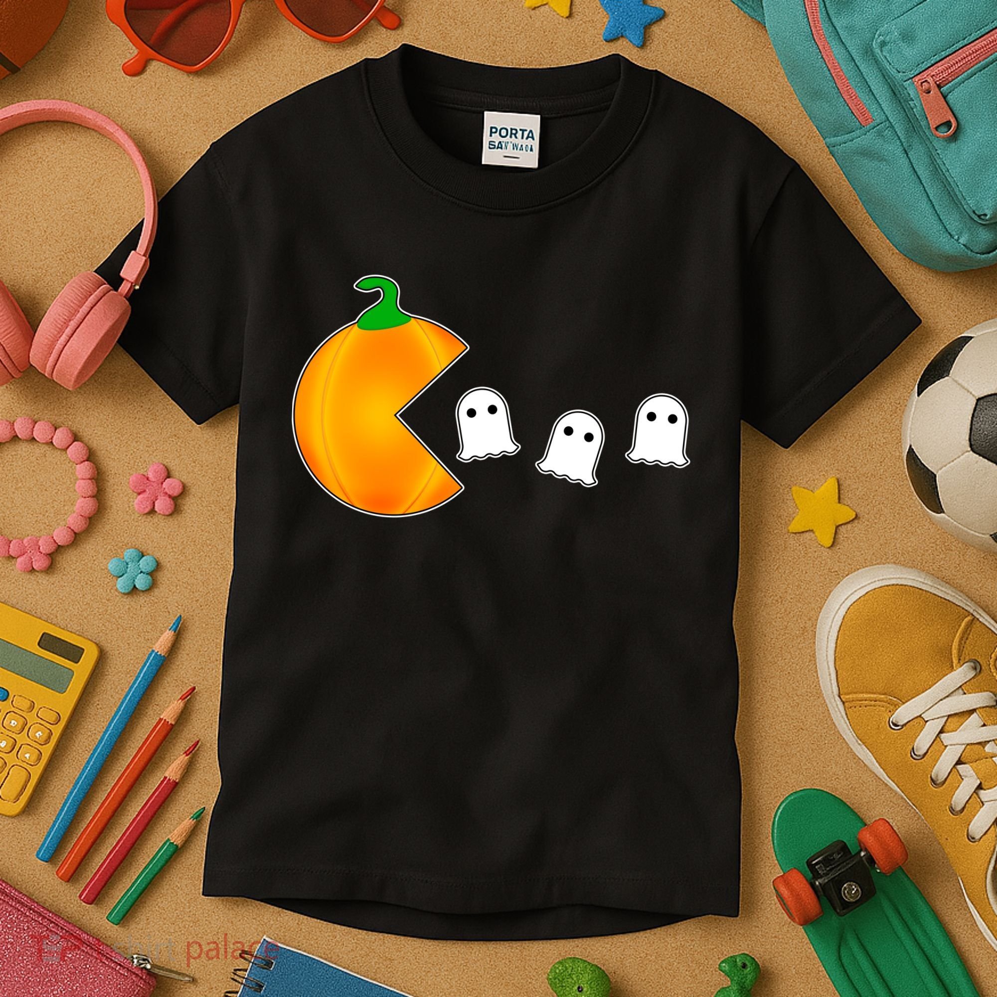 Retro Pumpkin Video Game Funny Halloween Kids T-Shirt