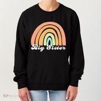 Retro Rainbow Big Sister Sibling Reveal Announcement Women's Sweatshirt thumb 0
