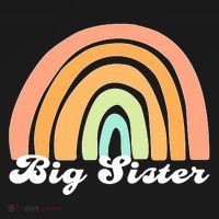 Retro Rainbow Big Sister Sibling Reveal Announcement Bucket Hat thumb 4