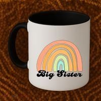 Retro Rainbow Big Sister Sibling Reveal Announcement Coffee Mug thumb 2