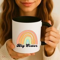 Retro Rainbow Big Sister Sibling Reveal Announcement Coffee Mug thumb 3