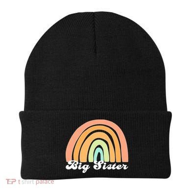Retro Rainbow Big Sister Sibling Reveal Announcement Beanie