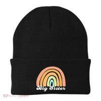 Retro Rainbow Big Sister Sibling Reveal Announcement Beanie thumb 0