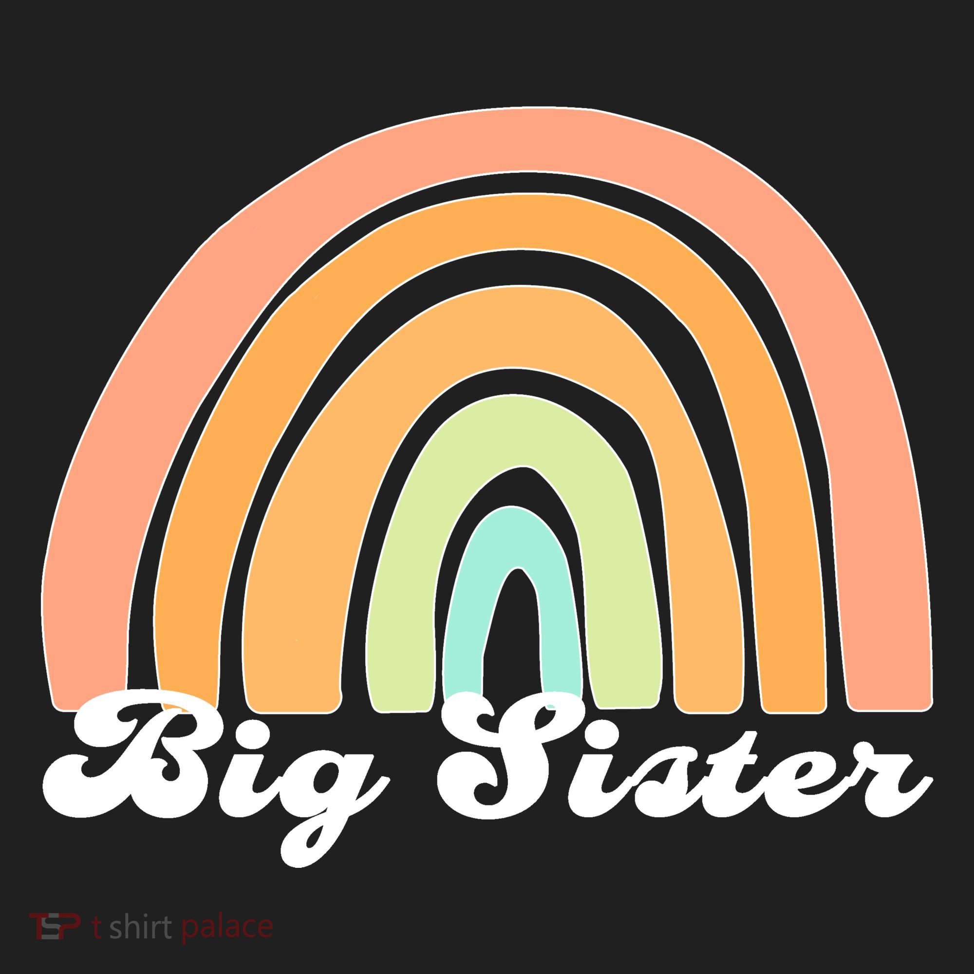 Retro Rainbow Big Sister Sibling Reveal Announcement Tumbler