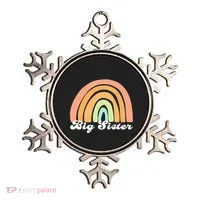 Retro Rainbow Big Sister Sibling Reveal Announcement Ornament thumb 0