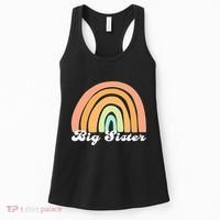 Retro Rainbow Big Sister Sibling Reveal Announcement Women's Tank Top thumb 0