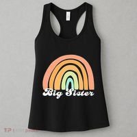 Retro Rainbow Big Sister Sibling Reveal Announcement Women's Tank Top thumb 3