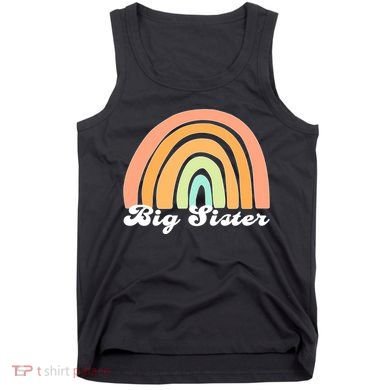 Retro Rainbow Big Sister Sibling Reveal Announcement Tank Top