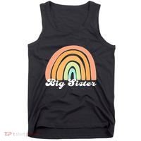 Retro Rainbow Big Sister Sibling Reveal Announcement Tank Top thumb 0