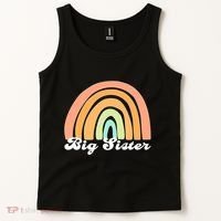 Retro Rainbow Big Sister Sibling Reveal Announcement Tank Top thumb 2