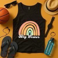Retro Rainbow Big Sister Sibling Reveal Announcement Tank Top thumb 4