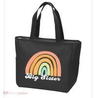 Retro Rainbow Big Sister Sibling Reveal Announcement Tote Bag thumb 3