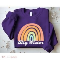 Retro Rainbow Big Sister Sibling Reveal Announcement Sweatshirt thumb 2