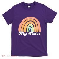 Retro Rainbow Big Sister Sibling Reveal Announcement T-Shirt thumb 0