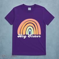 Retro Rainbow Big Sister Sibling Reveal Announcement T-Shirt thumb 5