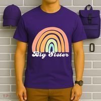 Retro Rainbow Big Sister Sibling Reveal Announcement T-Shirt thumb 6