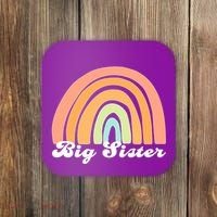 Retro Rainbow Big Sister Sibling Reveal Announcement Coaster thumb 0